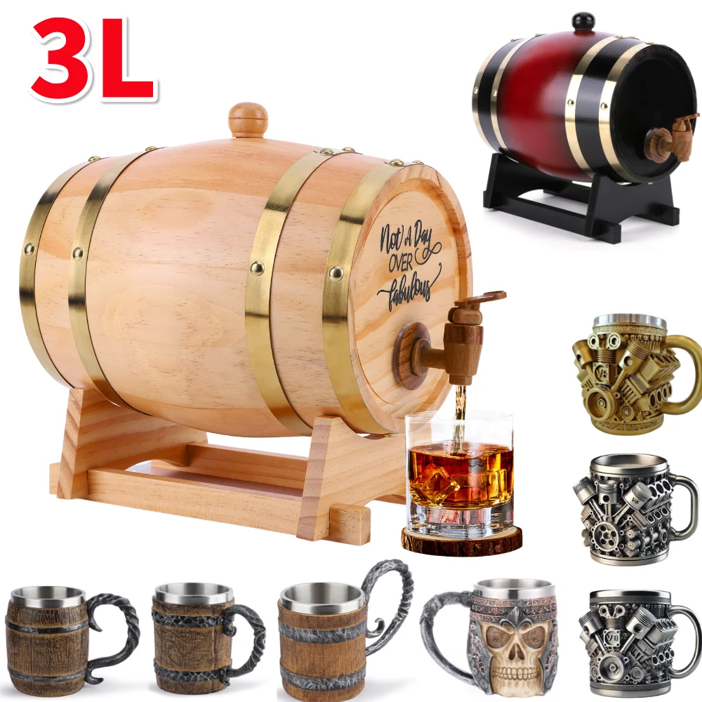 Wine Beer Cocktail - Drewniane beczki na whisky 3L ze