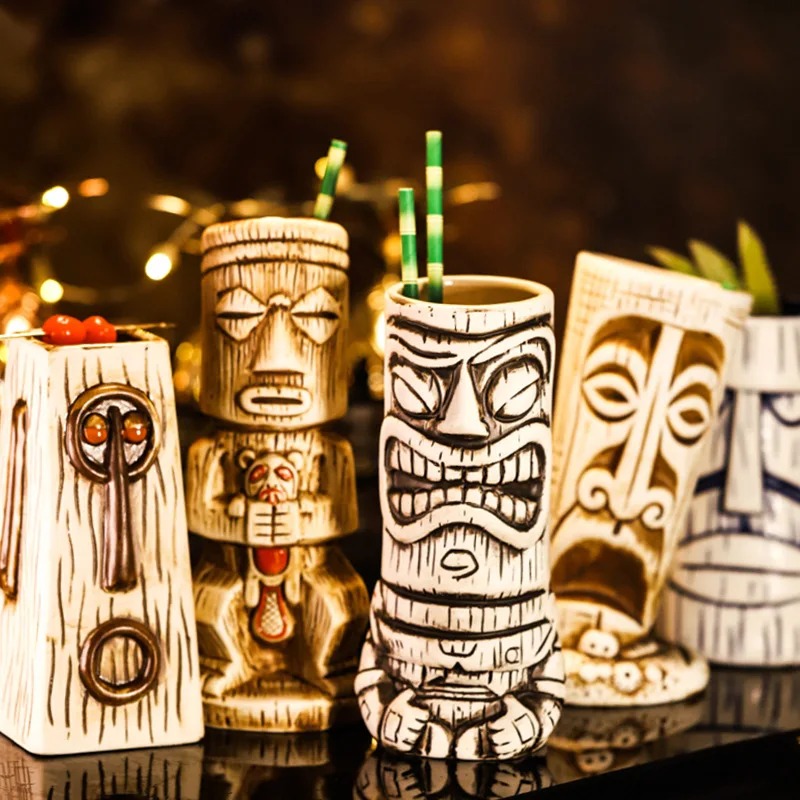 Wine Beer Cocktail - Kreatywny ceramiczny kubek Szaman Totem Twarz